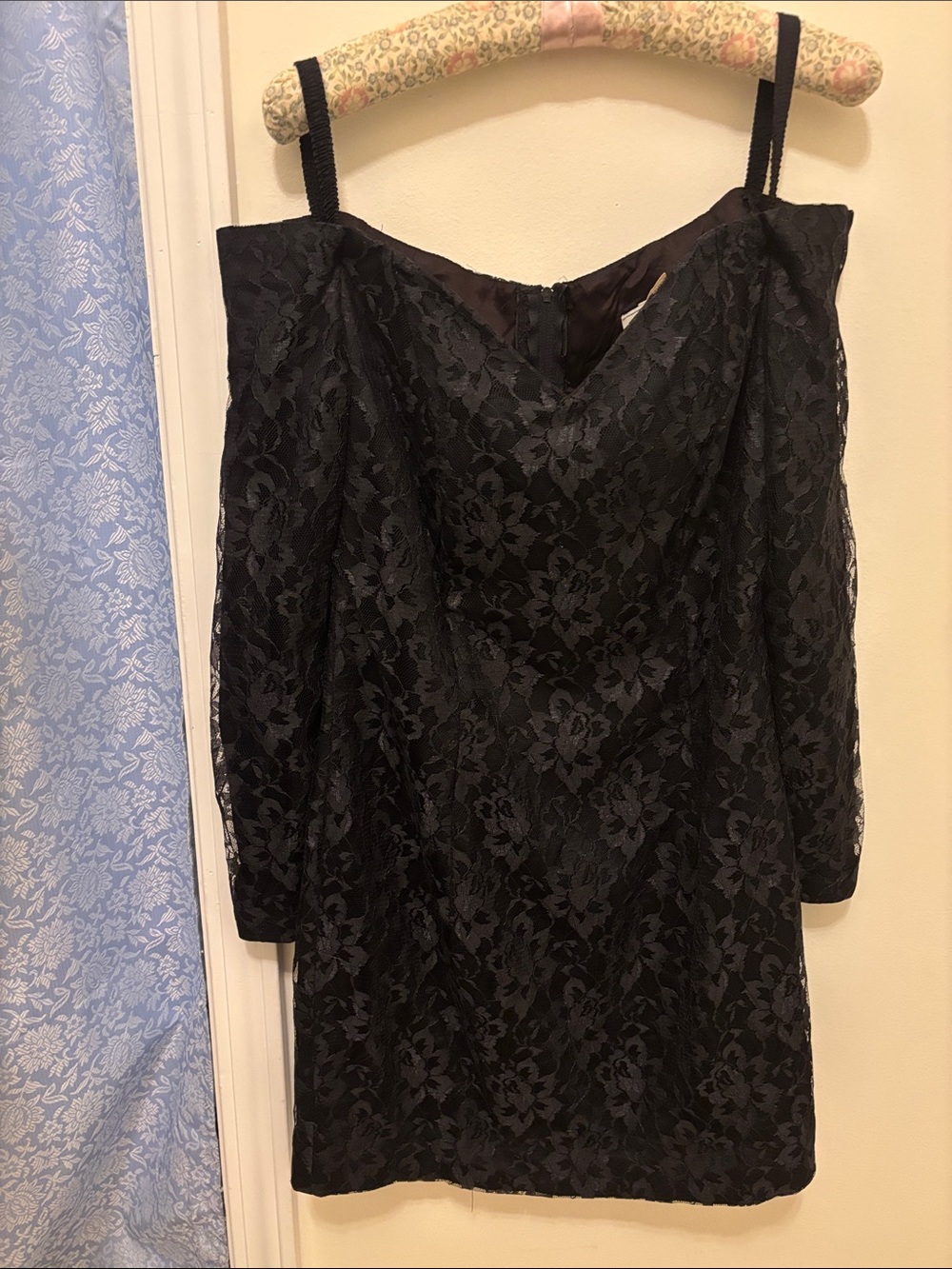 Vintage 1980’s Black Floral Lace Mini Dress